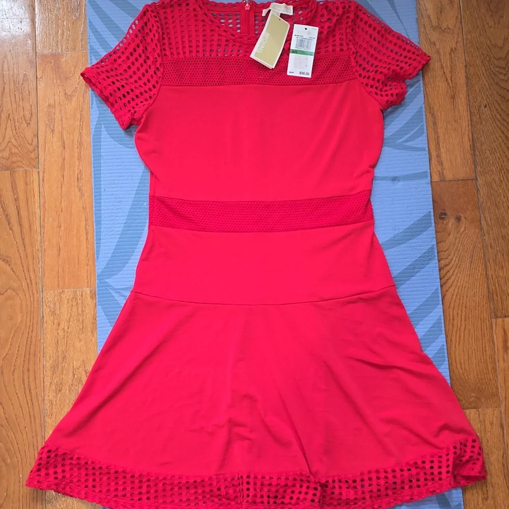 MICHAEL Michael Kors Red Ruffled Tiered Midi Dress - Picture 2 of 4